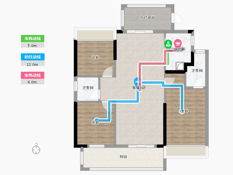 湖北省-潜江市-潜江当代满庭春-98.86-户型库-动静线