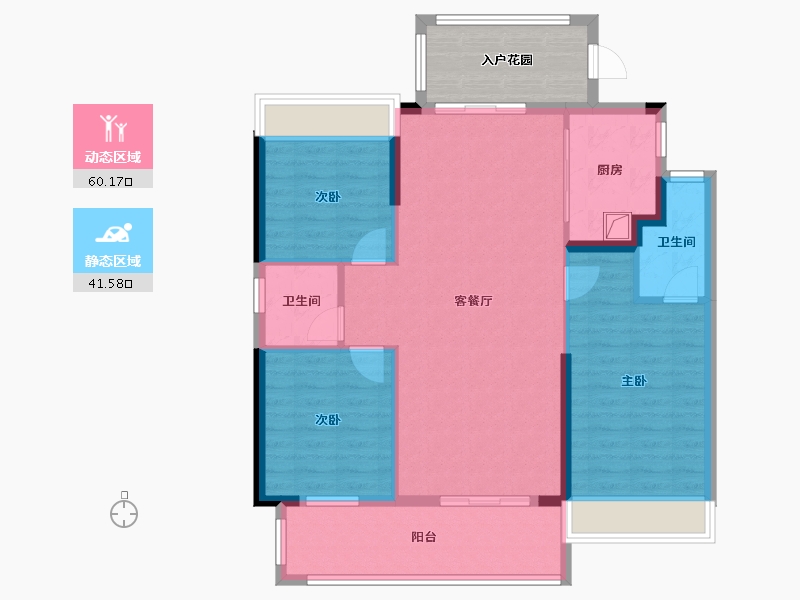 湖北省-潜江市-潜江当代满庭春-98.86-户型库-动静分区