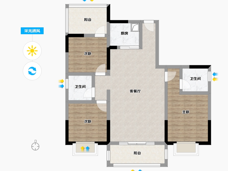 海南省-海口市-海教公寓-92.00-户型库-采光通风