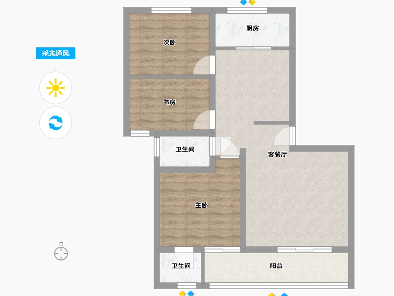 陕西省-宝鸡市-沣源名居-94.38-户型库-采光通风