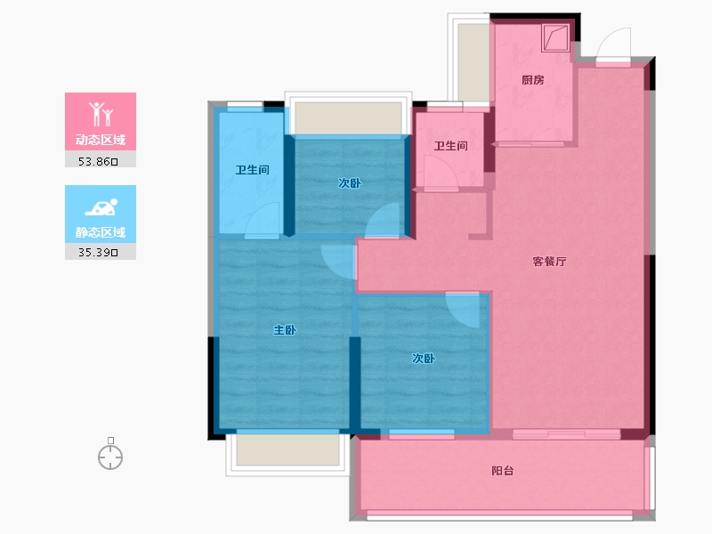 湖北省-潜江市-潜江当代满庭春-79.32-户型库-动静分区