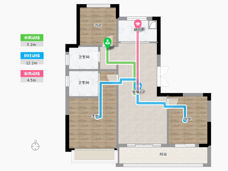 浙江省-台州市-天宁誉府-88.00-户型库-动静线