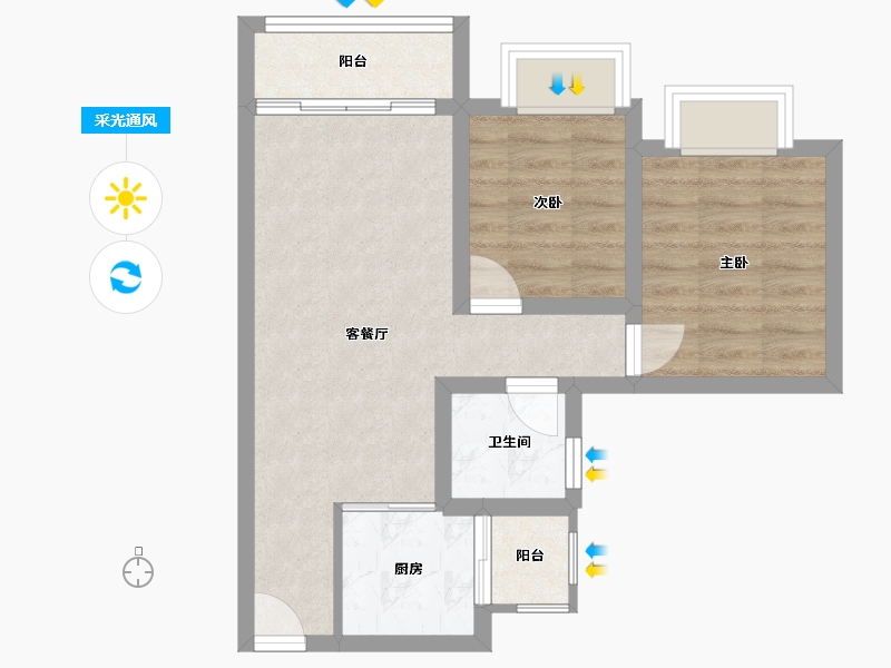 广东省-深圳市-皇庭世纪-51.55-户型库-采光通风