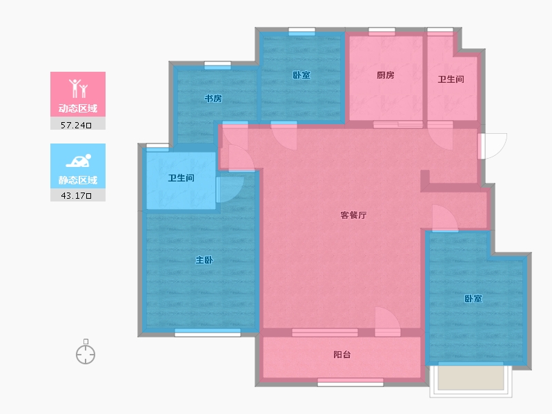 北京-北京市-北京城建·星誉BEIJING-88.77-户型库-动静分区