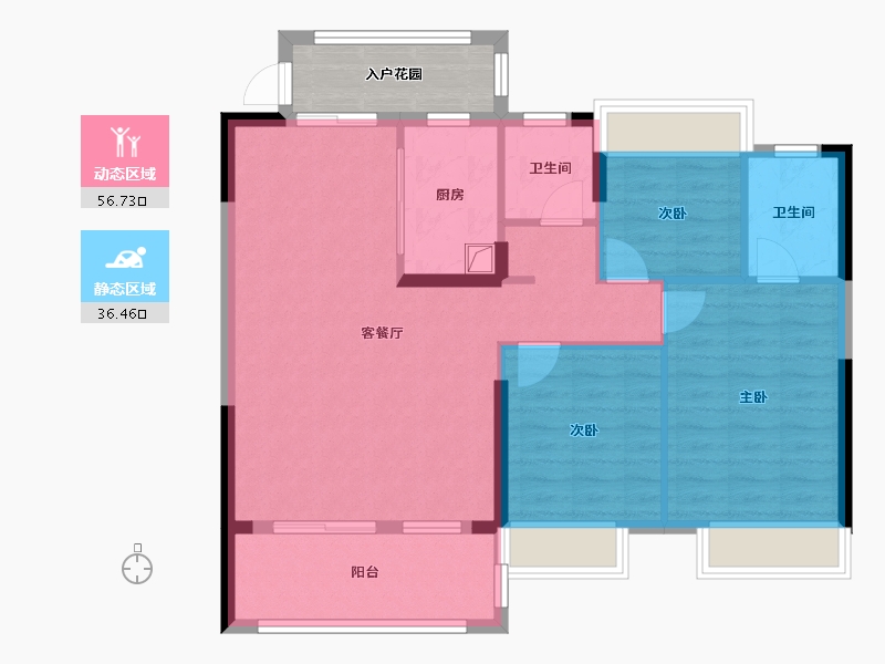 湖北省-潜江市-潜江当代满庭春-89.11-户型库-动静分区