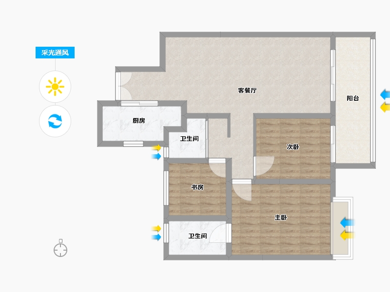 江苏省-盐城市-大丰区吾悦华府-96.00-户型库-采光通风