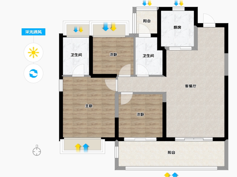 云南省-昆明市-能建·未来城-88.07-户型库-采光通风