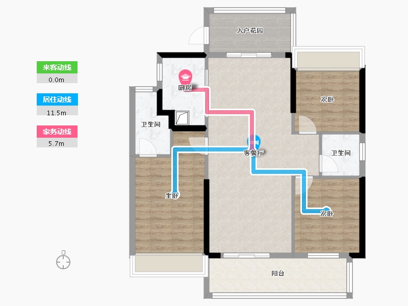 湖北省-潜江市-潜江当代满庭春-96.42-户型库-动静线