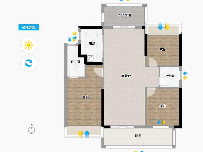 湖北省-潜江市-潜江当代满庭春-96.42-户型库-采光通风