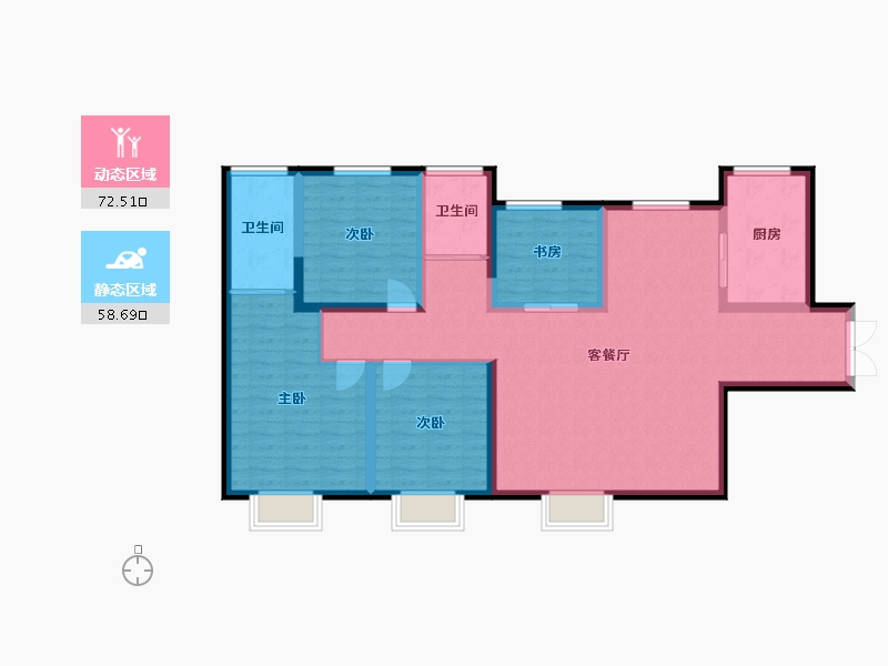 新疆维吾尔自治区-乌鲁木齐市-高铁·新城-118.09-户型库-动静分区