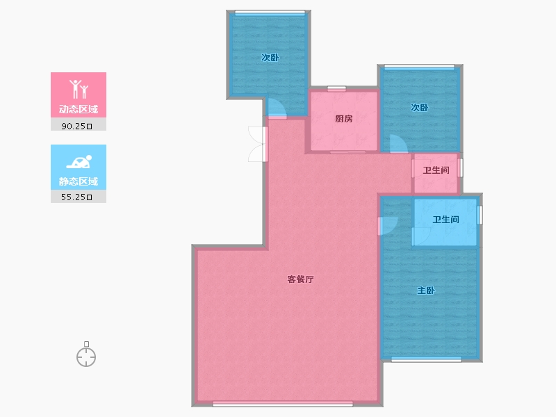 宁夏回族自治区-银川市-民生·北府-133.71-户型库-动静分区