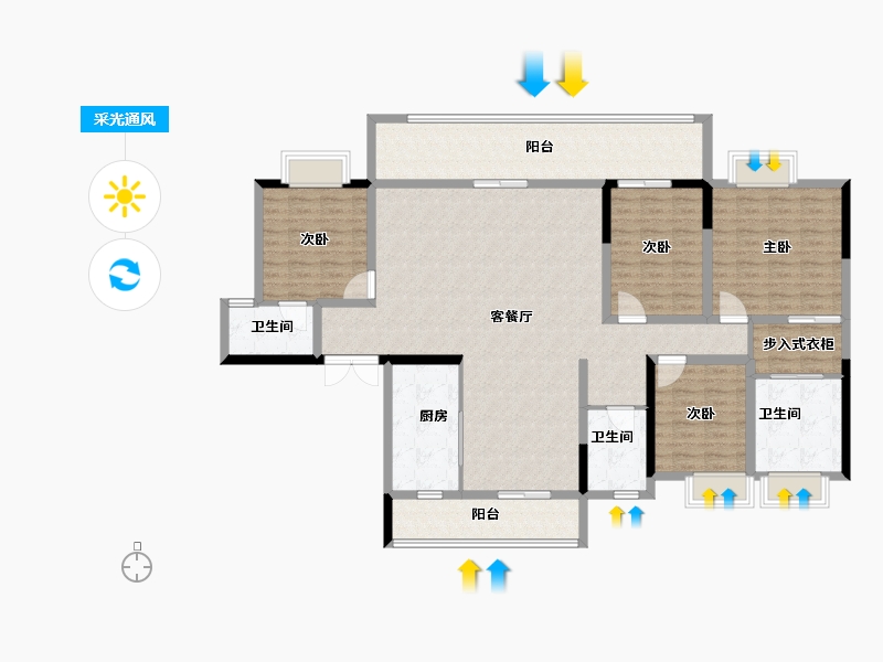 贵州省-遵义市-阳光城溪山悦-160.00-户型库-采光通风