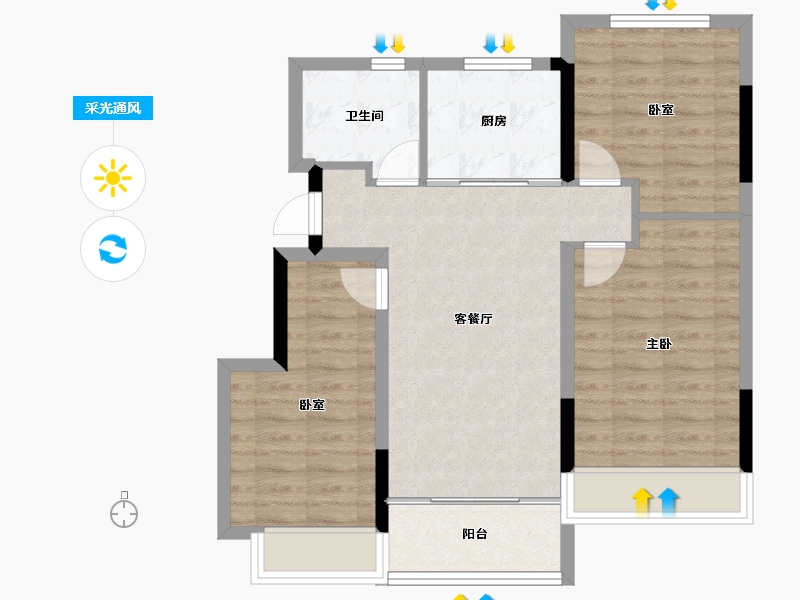 江苏省-连云港市-大力集团·状元府-72.88-户型库-采光通风