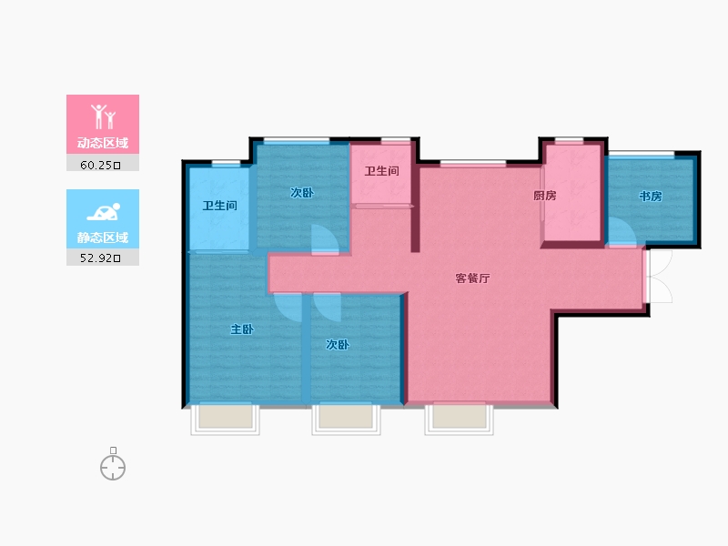 新疆维吾尔自治区-乌鲁木齐市-高铁·新城-102.00-户型库-动静分区