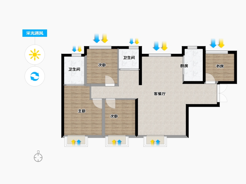 新疆维吾尔自治区-乌鲁木齐市-高铁·新城-102.00-户型库-采光通风