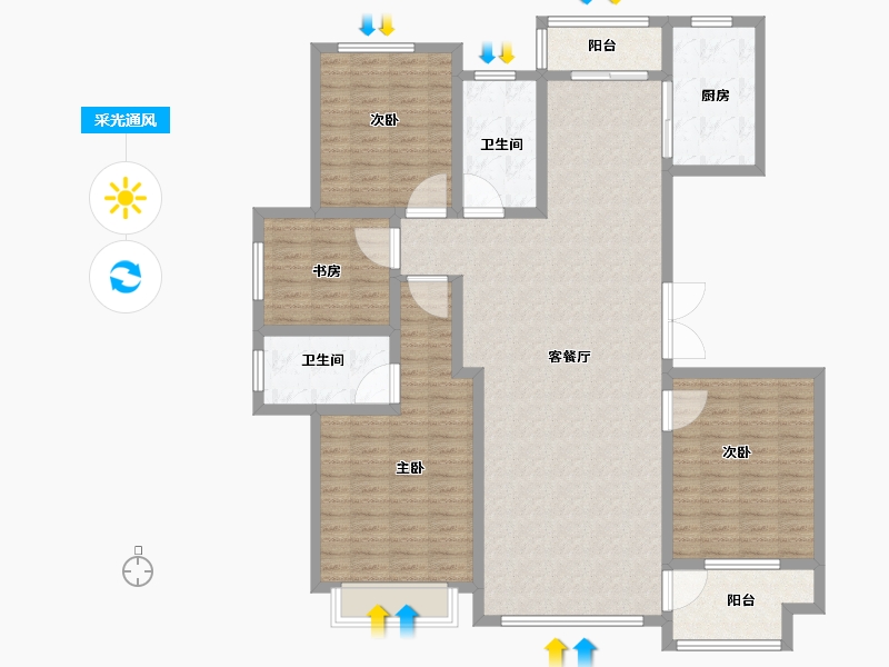 山东省-滨州市-山水御境-143.05-户型库-采光通风