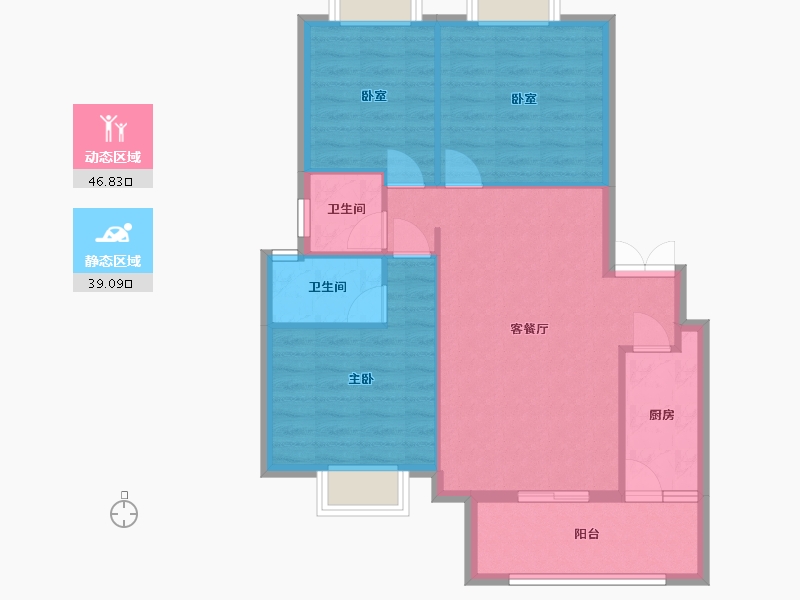 重庆-重庆市-凰腾西宸御府-77.85-户型库-动静分区