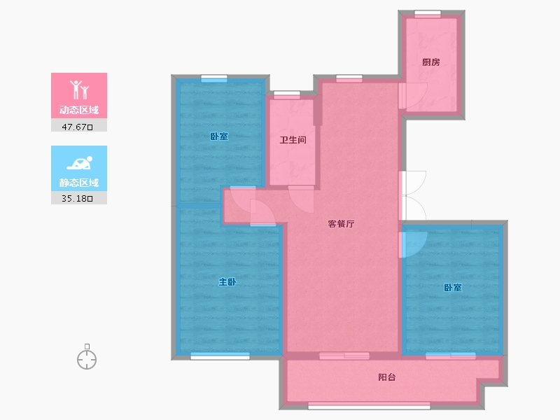 安徽省-宿州市-泗州绿苑南苑-90.56-户型库-动静分区