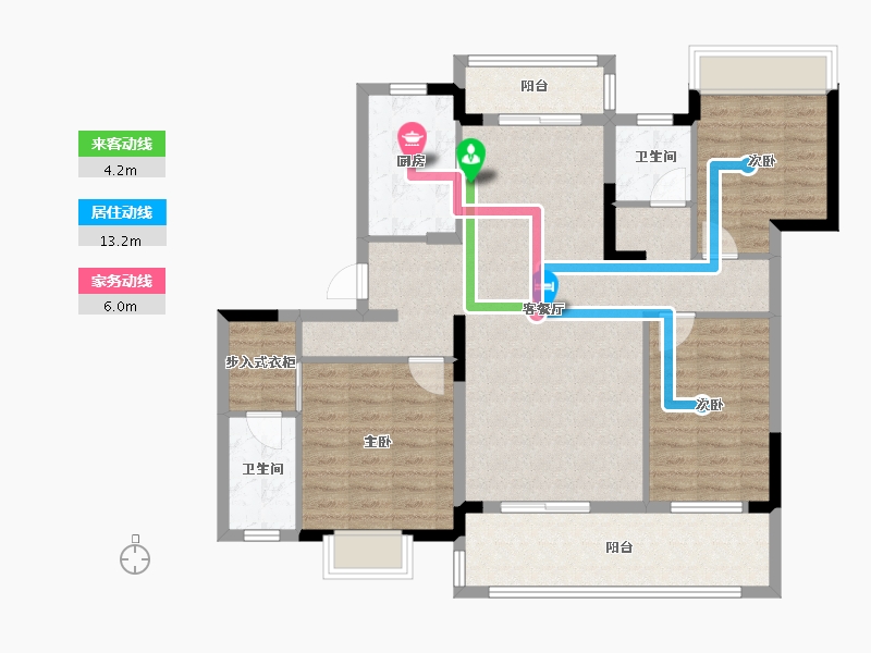 湖北省-潜江市-潜江当代满庭春-104.51-户型库-动静线