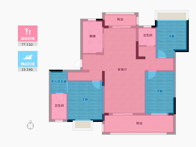 湖北省-潜江市-潜江当代满庭春-104.51-户型库-动静分区