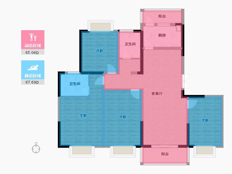 云南省-昆明市-秀河二期-124.80-户型库-动静分区