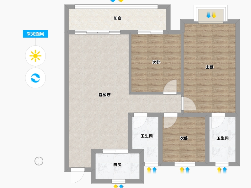 河北省-承德市-祥云红创悦府品鉴中心-94.18-户型库-采光通风