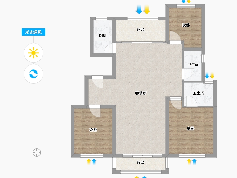 河北省-保定市-晨阳小镇-104.00-户型库-采光通风