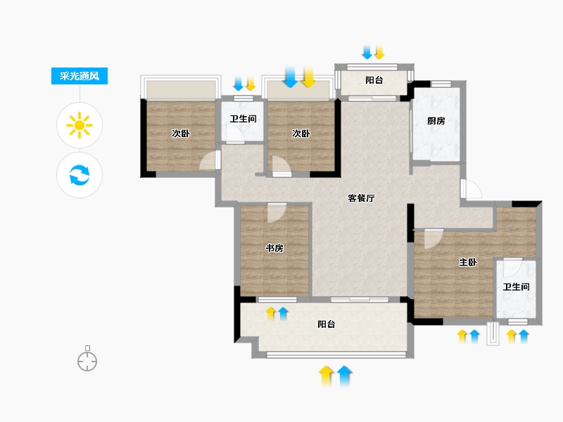 湖北省-潜江市-潜江当代满庭春-112.20-户型库-采光通风