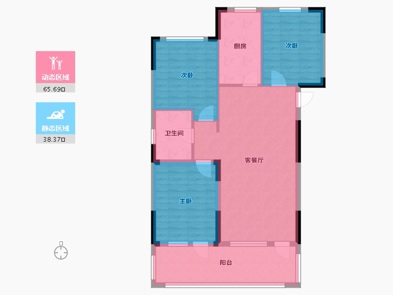 辽宁省-盘锦市- 总部生态城玖玺悦-92.00-户型库-动静分区