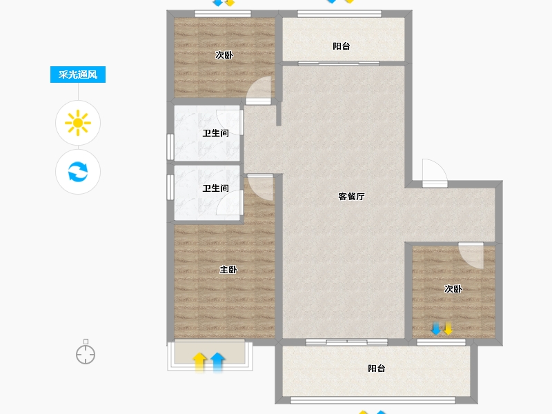 河南省-濮阳市-学府玖号院-107.20-户型库-采光通风