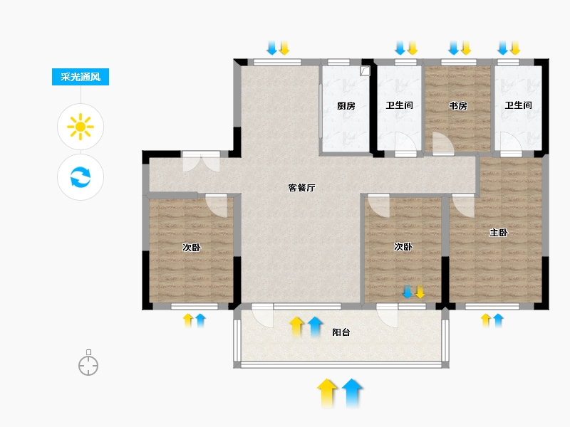 辽宁省-盘锦市- 总部生态城玖玺悦-124.00-户型库-采光通风