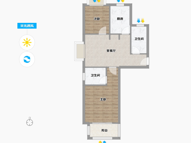 上海-上海市-小上海新城-60.00-户型库-采光通风