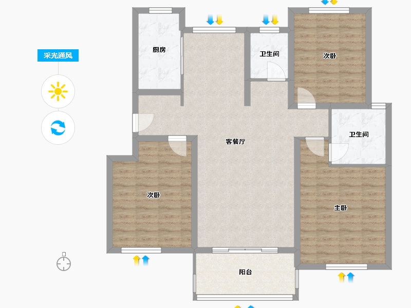 安徽省-宣城市-江南春天-108.81-户型库-采光通风