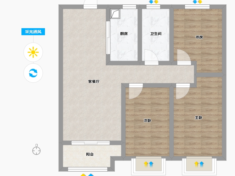 山西省-忻州市-毓秀公馆-90.40-户型库-采光通风