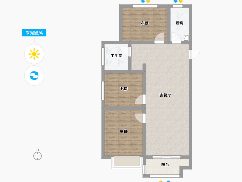 山西省-忻州市-毓秀公馆-94.40-户型库-采光通风