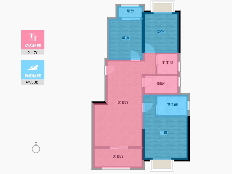 云南省-思茅市-碧桂园中梁天宸-73.59-户型库-动静分区