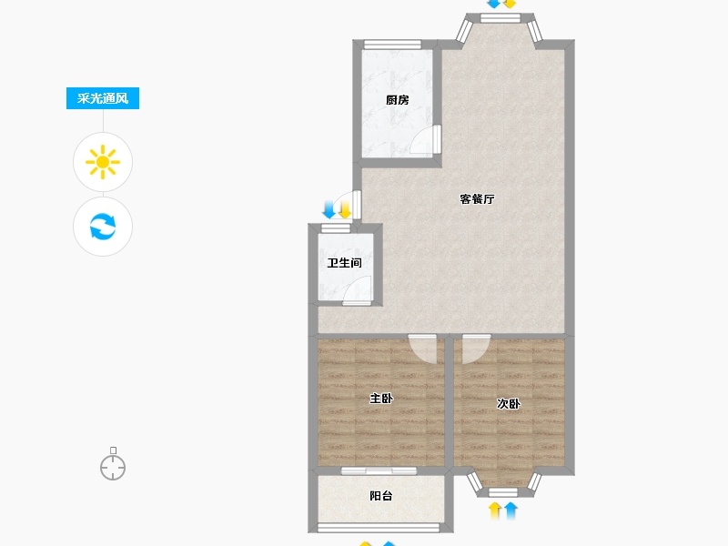 山东省-济南市-东宇花园-75.18-户型库-采光通风