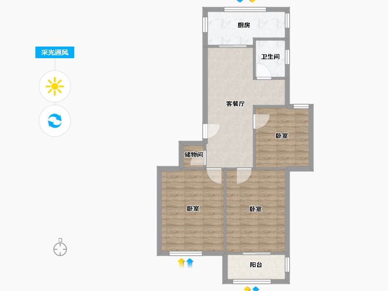 江苏省-盐城市-八菱花园-69.68-户型库-采光通风