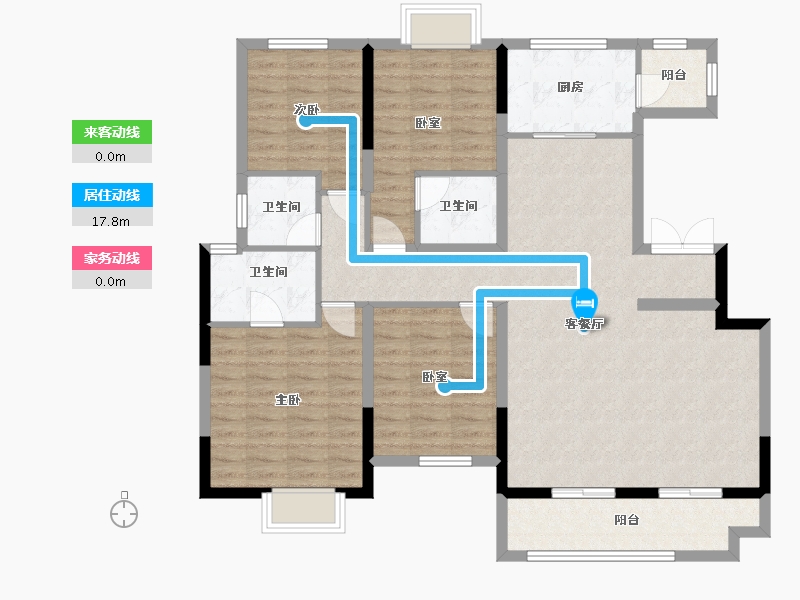 云南省-思茅市-金科碧桂园珑樾府-116.98-户型库-动静线