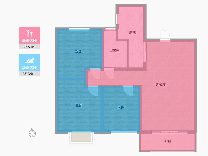 山西省-吕梁市-东城壹號南苑-83.58-户型库-动静分区