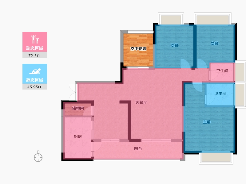 贵州省-贵阳市-恒大帝景-113.60-户型库-动静分区