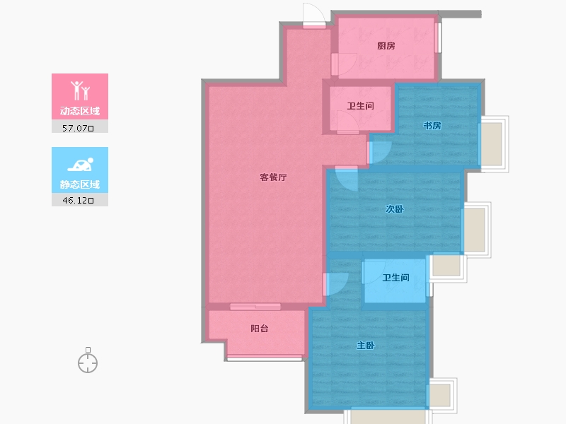 陕西省-安康市-兴华名城-96.80-户型库-动静分区