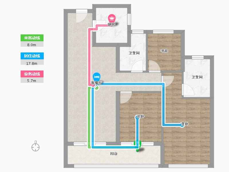 浙江省-杭州市-翠宸里-91.60-户型库-动静线