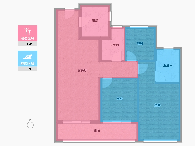 浙江省-杭州市-翠宸里-91.60-户型库-动静分区