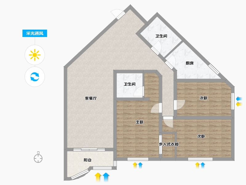 上海-上海市-阳光四季公寓-104.00-户型库-采光通风