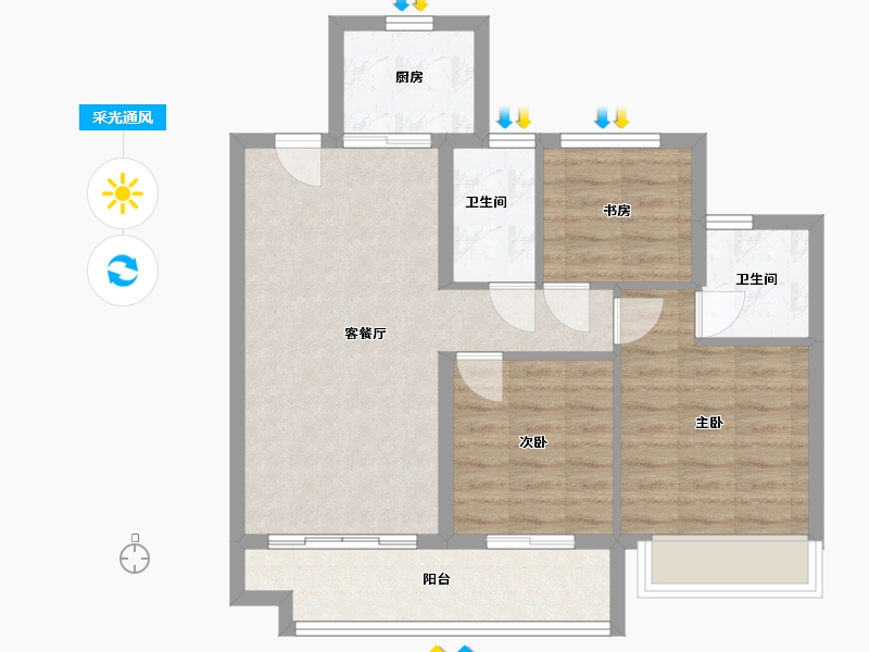 浙江省-丽水市-理想时代-78.40-户型库-采光通风