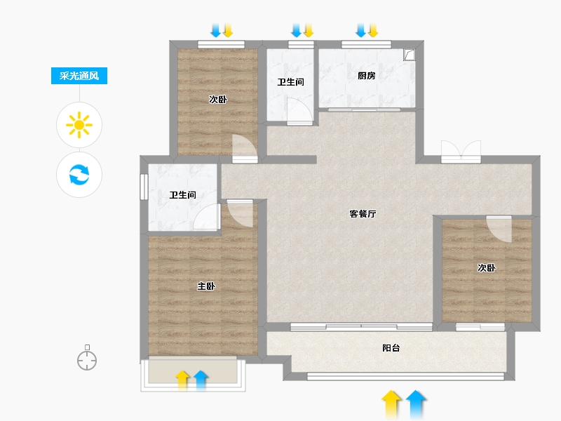 河北省-邢台市-中鼎麒麟和府-105.60-户型库-采光通风