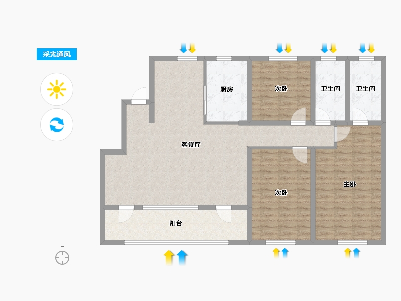 山东省-青岛市-顺城万科海潮云起-122.00-户型库-采光通风