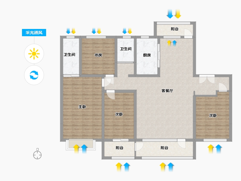 山东省-滨州市-京博翡王府-142.40-户型库-采光通风