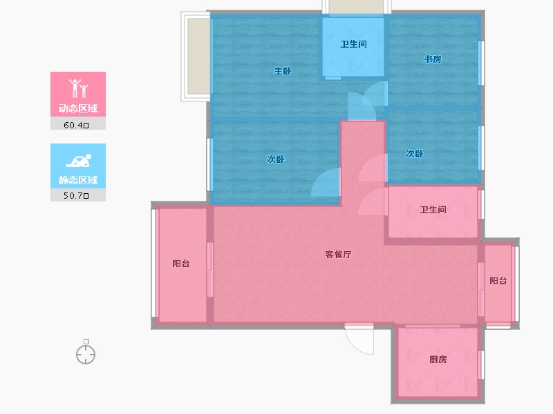 湖北省-黄石市-天行御景名门-100.80-户型库-动静分区